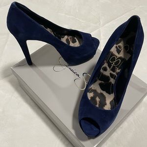 Blue Suede Jessica Simpson Platform Heels